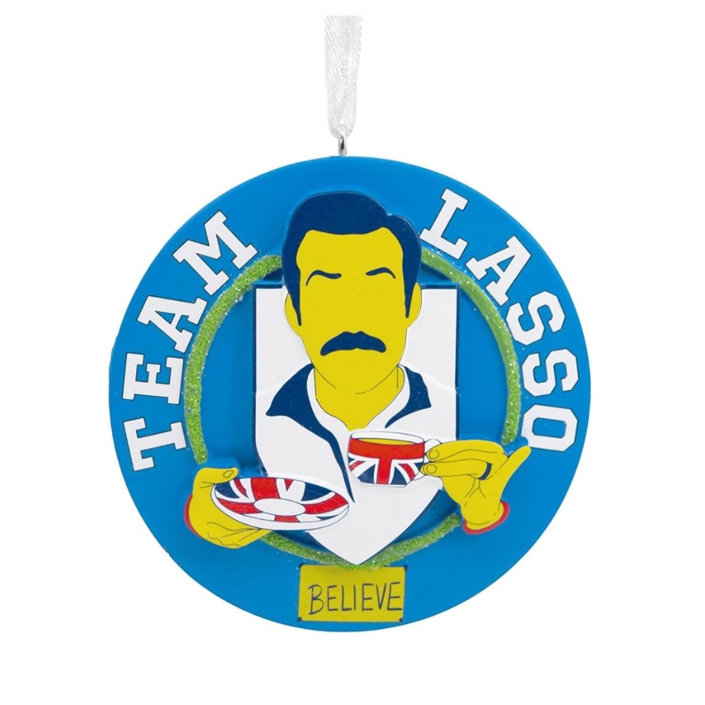 $5 Hallmark Blue & Yellow Ted Lasso 'Believe' Team Ornament